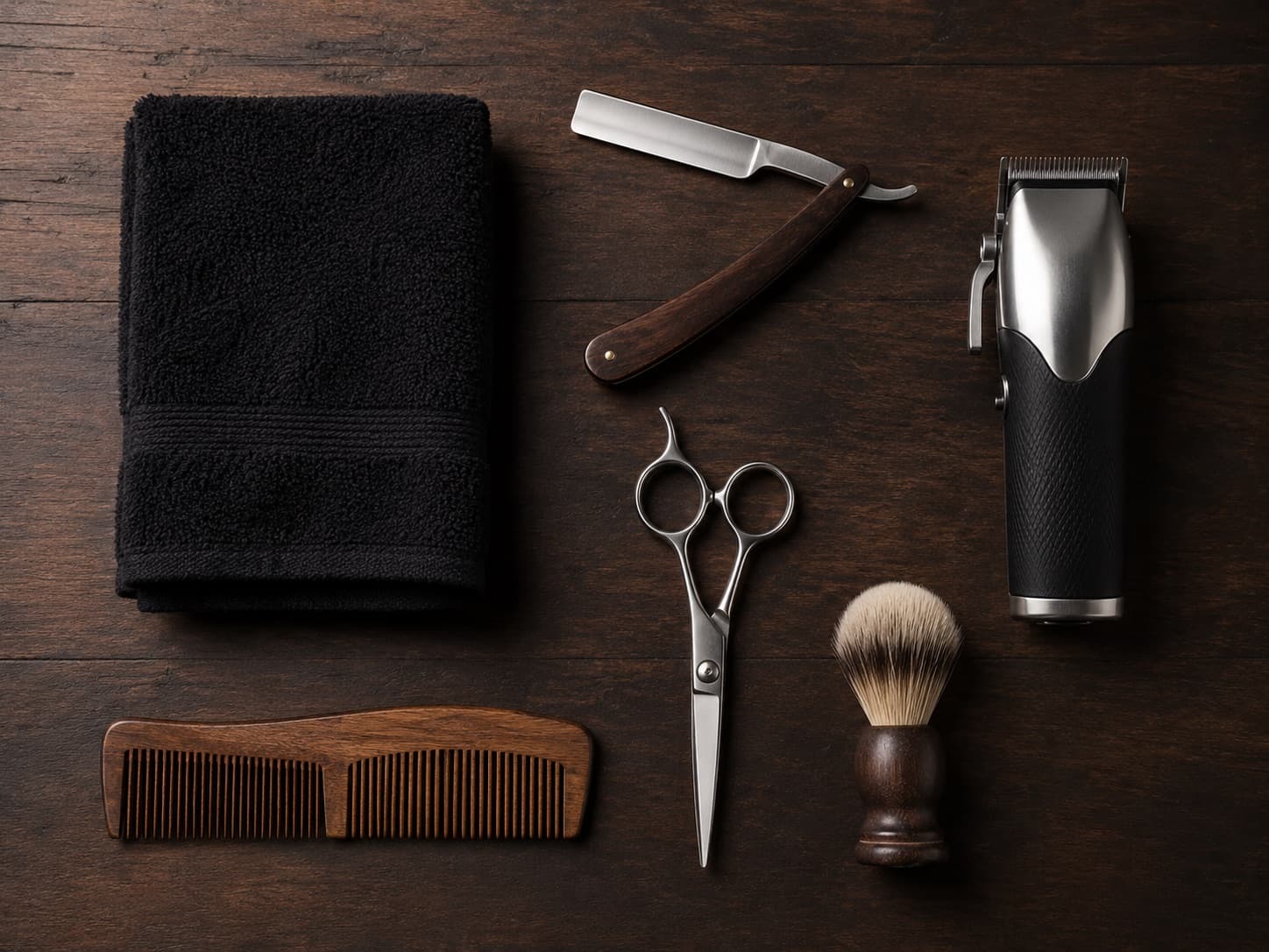 Straight razor, scissors, clippers, brush and comb at Majidian Barbers
